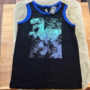 Boys size medium 7/8 black royal blue Dino tank top place sports brand